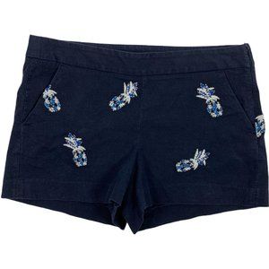 LOFT 8 Shorts Navy Beaded Pineapple Dress 34 X 3.5